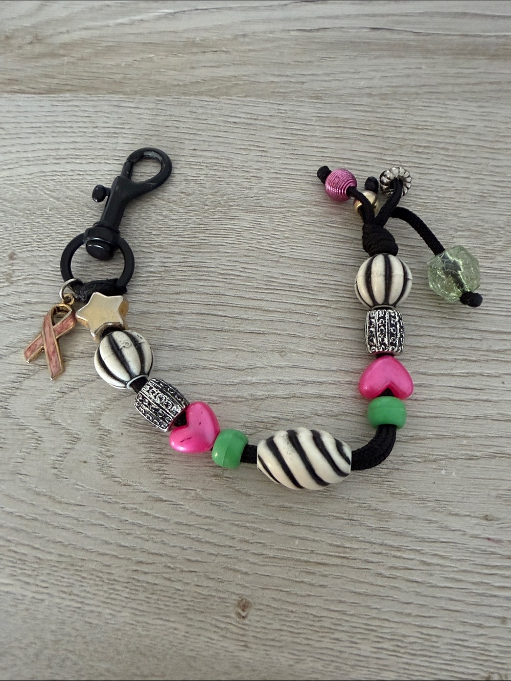 Golf Gems Bead stroke counter bag charm with breast cancer ribbon